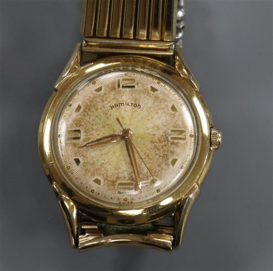 A gentlemans steel and gold plated Hamilton manual wind wrist watch,